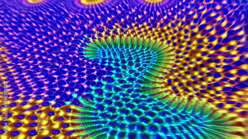 Detailed macro abstract of golden reticulation with iridescent organic shapes and vivid colors, creative patterned backdrop
