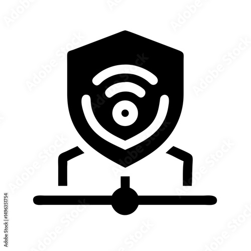shield containing a WiFi symbol, connected to a central node with lines extending outwards, representing secure wireless networking for articles about WiFi security, network protection, or wireless 