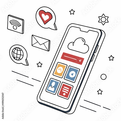 Modern smartphone interface design cloud computing app