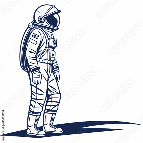 Astronaut standing on lunar surface space exploration
