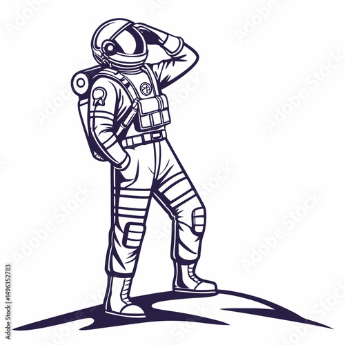 Astronaut on alien planet exploring new world