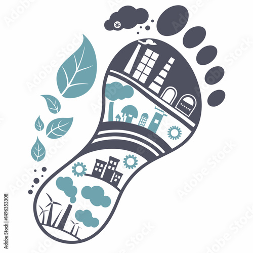Footprint showing environmental impact city nature