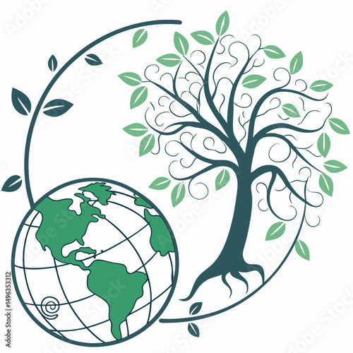 Global tree of life ecology nature design element