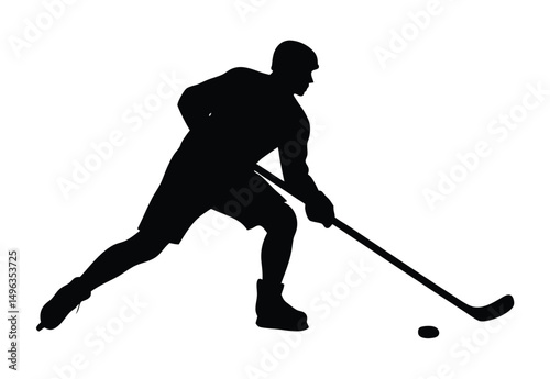 Hockey player silhouette, silhouettes hockey player icon vector illustration.