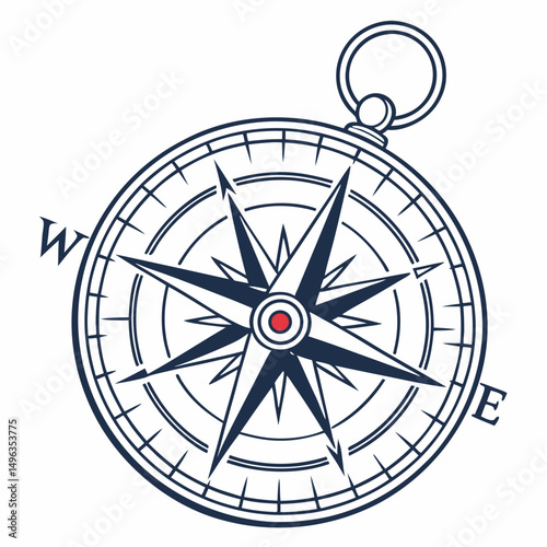 Vintage compass rose nautical navigation design