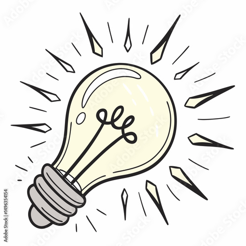 Bright idea lightbulb hand drawn illustration
