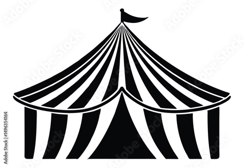 Circus tent silhouette, festival circus tent icon silhouettes vector illustration.