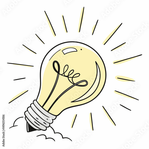 Bright idea lightbulb hand drawn illustration