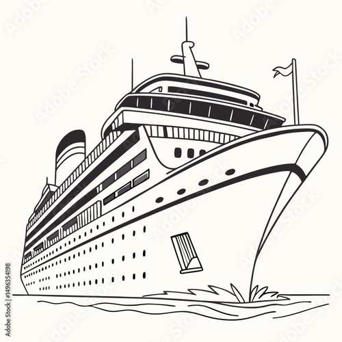 Majestic cruise ship sailing on calm ocean waters