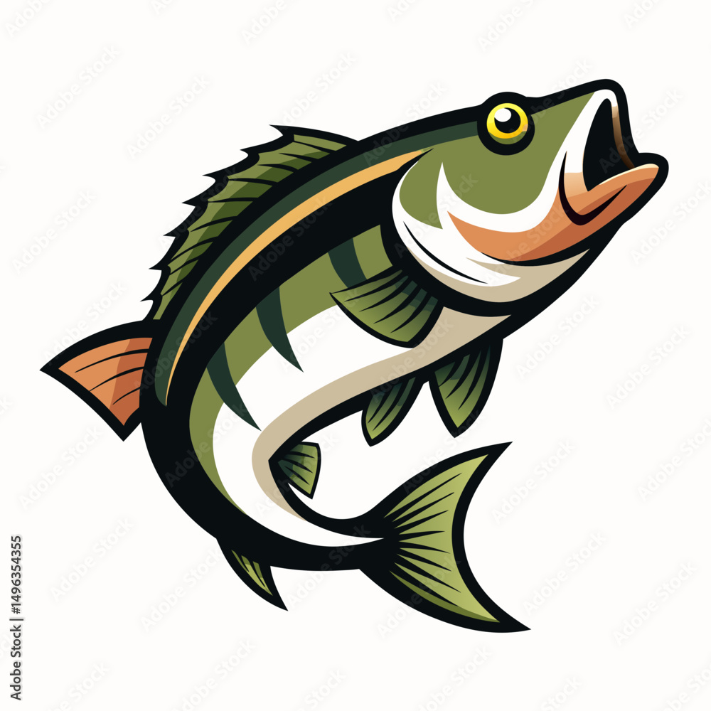 Fototapeta premium Bass fish shilhotee vector with white background