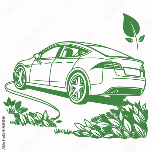Eco friendly electric car green energy vehicle