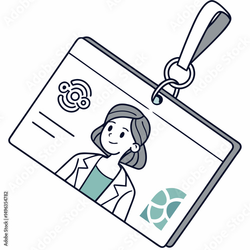 Woman employee id card lanyard access pass