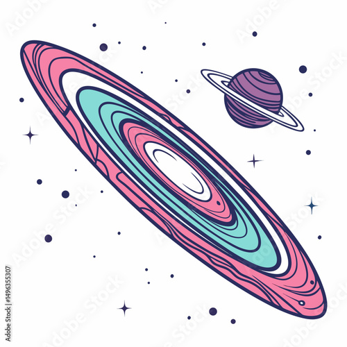 Pastel galaxy planets rings stars space art