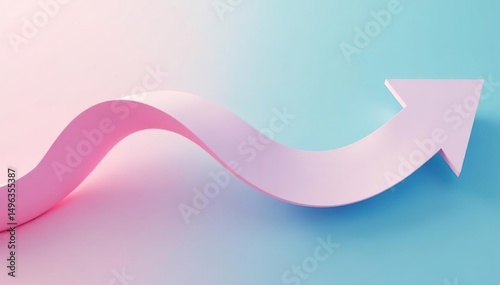 Smooth arrow bending gracefully, soft pastel hues, loop, beauty, curve