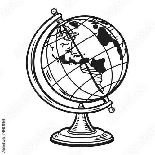 Professional globe illustration isolated on white background