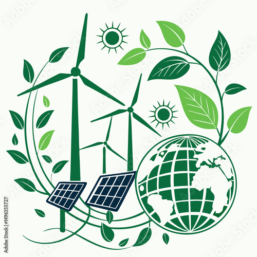 Green energy solutions sustainable world wind solar
