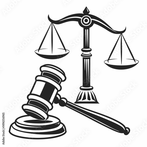 Justice scales gavel law legal system symbol