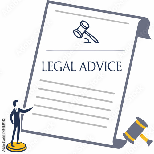 Legal advice document gavel businessman illustration