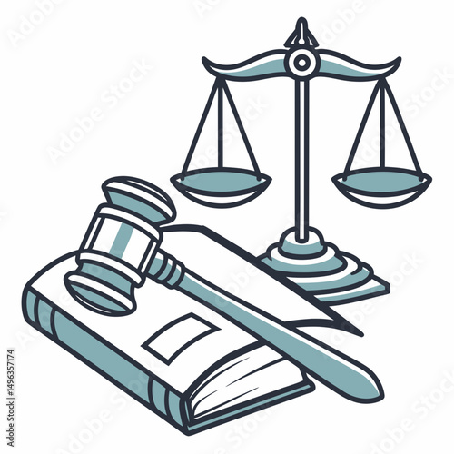 Law justice gavel scales book legal system
