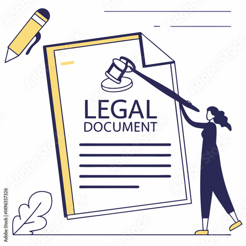 Woman reviewing important legal document contract