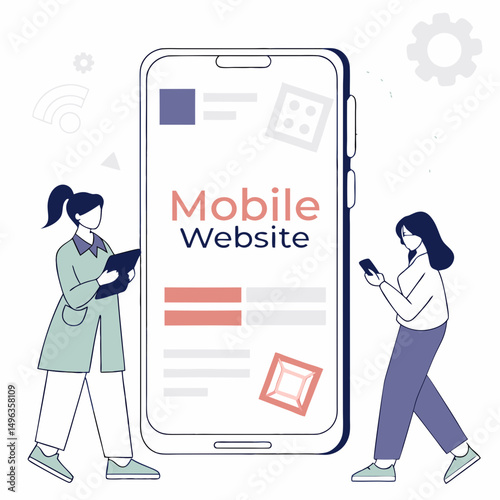 Mobile website design two women using smartphone