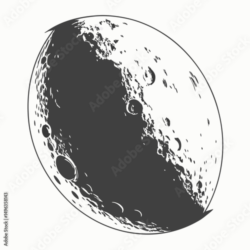 Hand drawn moon illustration celestial body space art