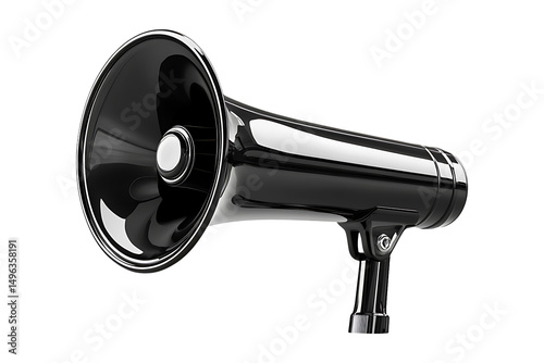 Black and Shiny Megaphone isolated on transparent background
