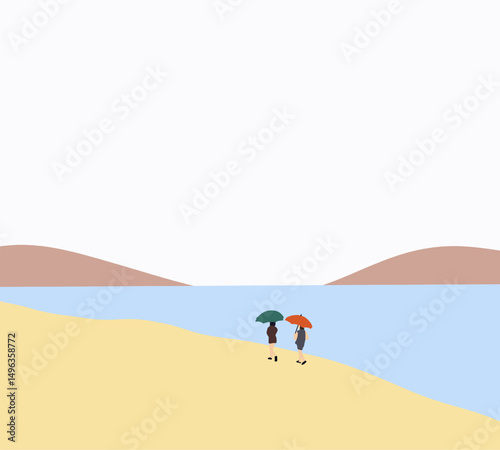 People carrying surfboard walking on the tropical  beach. Summer Extreme sport concept. Enjoy vacation activity.