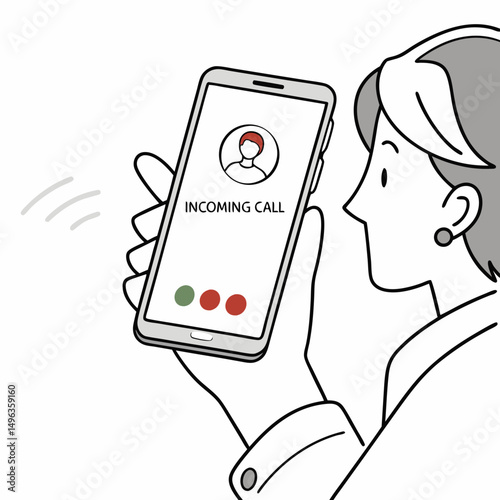 Woman receiving incoming call smartphone screen