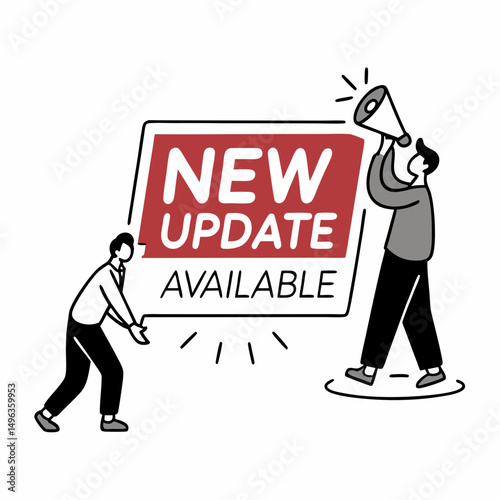 New update available announcement illustration, transparent background