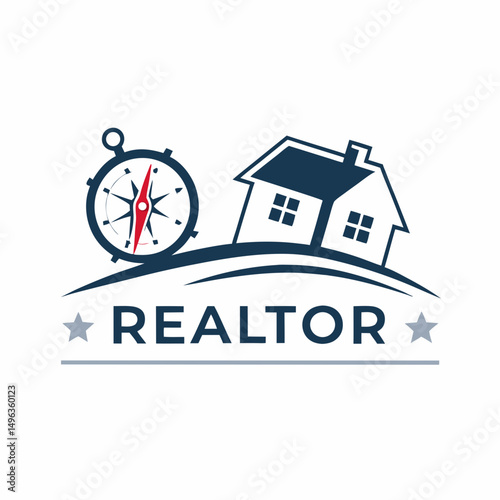 Compass guiding house realtor logo design