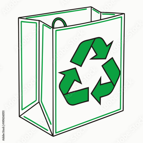Recycled paper shopping bag green arrows eco friendly