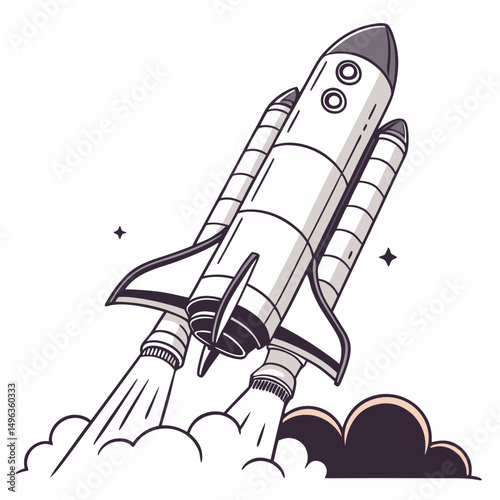 Space shuttle launching into orbit rocket ship