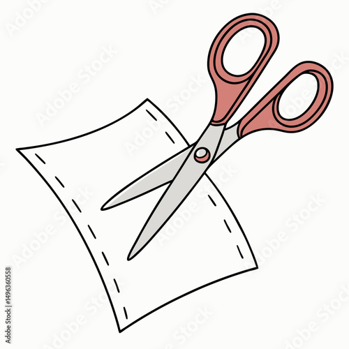 Professional scissors cutting paper clean cutout image