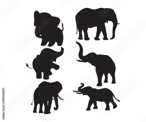 PrintElephant SVG Bundle; EPS Elephant Clipart for Cricut; Elephant Cut Files; Wildlife Animal Silhouette VectorsElephant; Animal Wall Decor;  African Safari Wall Art;
