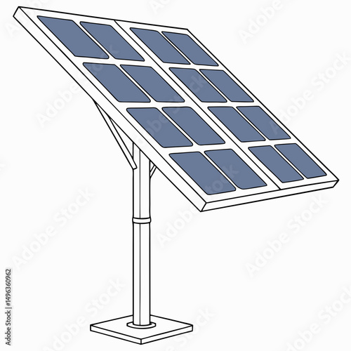 Single solar panel on a pole clean energy source