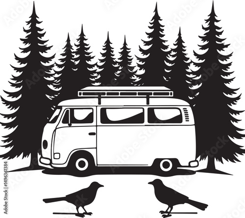 Adventure Van SVG | Mountain Camping Silhouette for Travel Stickers, Shirts & Crafts”

“Van Life SVG Bundle | Retro Camper, Pine Trees & Mountain Clipart for Outdoor Lovers”

“Scenic Road Trip Vector 