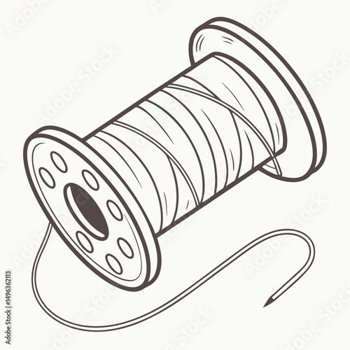 Professional thread spool with needle isolated on white