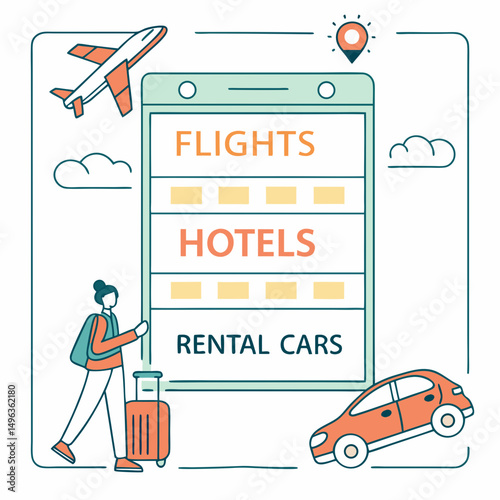 Online travel booking app flights hotels rental cars
