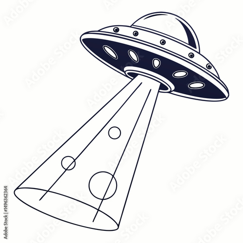 Retro ufo spaceship flying saucer beam alien