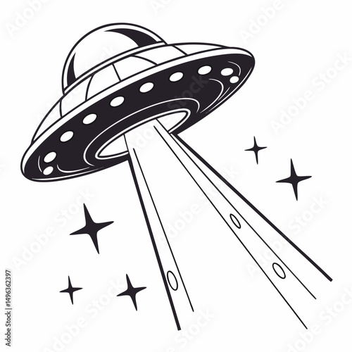 Retro flying saucer ufo spaceship design