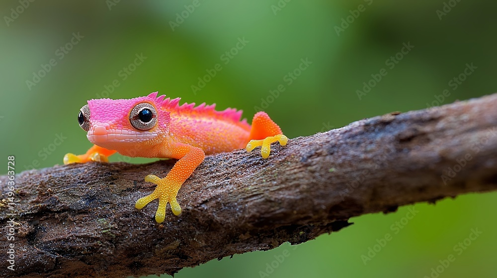 Fototapeta premium Gecko Perched on a Branch in Nature