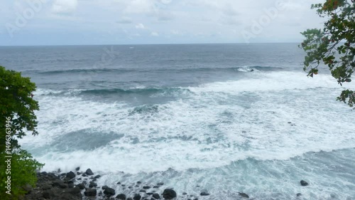 Costa Rica A view id waves crash onto the shore near Jaco Costa Rica