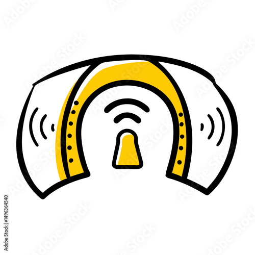 stylized doodle of a Wi-Fi router or signal booster, emitting strong wireless waves for technology blogs,internet service providers, smart home sites,connectivity-related content