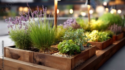 Urban Gardening: Lavender, Herbs, and Sustainable Landscaping in Wooden Planters