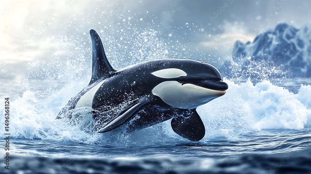 Fototapeta premium Orca leaping out of the water.