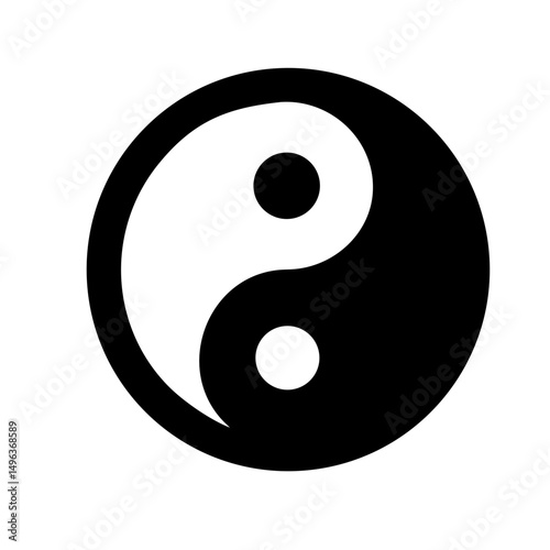 A black and white Yin and Yang symbol on a white background. Use for themes of balance, duality, or Eastern philosophy.