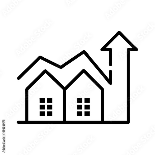 Housing market growth concept with upward trend arrow