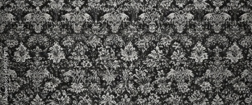 Black & white damask wallpaper; seamless, gothic, floral, intricate, geometric, wallpaper design, floral pattern, floral