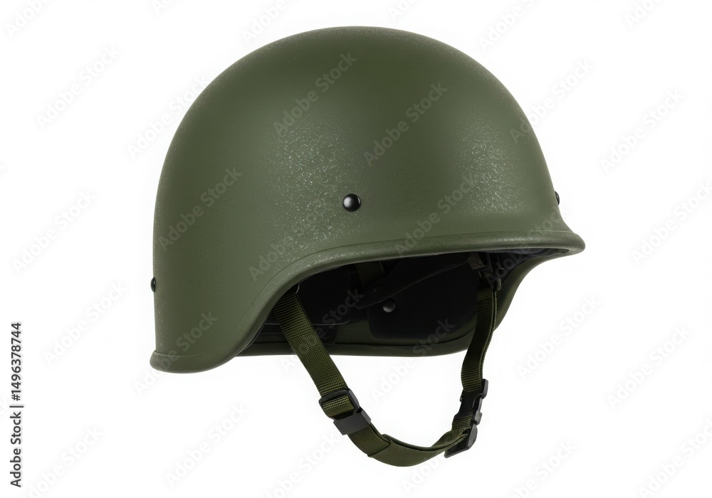 Naklejka premium Green military helmet isolated on white background